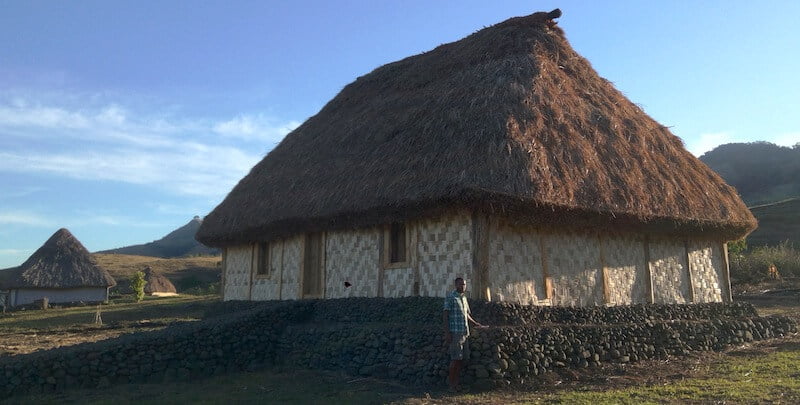 The raised stone path leading to the chiefly door of the Vale ni Vanua in Nubutautau