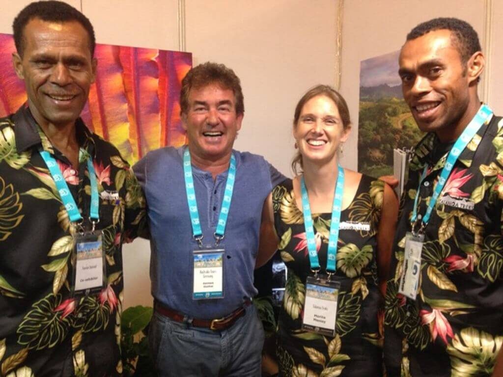 German (Australia Tours) at the Fijian Tourism Expo reunited with guides from his recent trek
