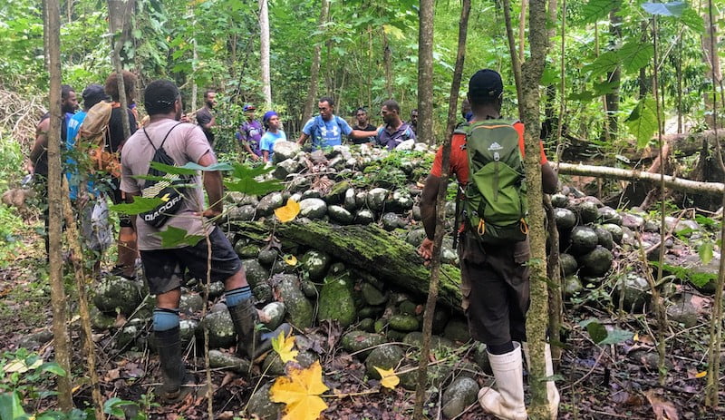 Guides share stories at old village site