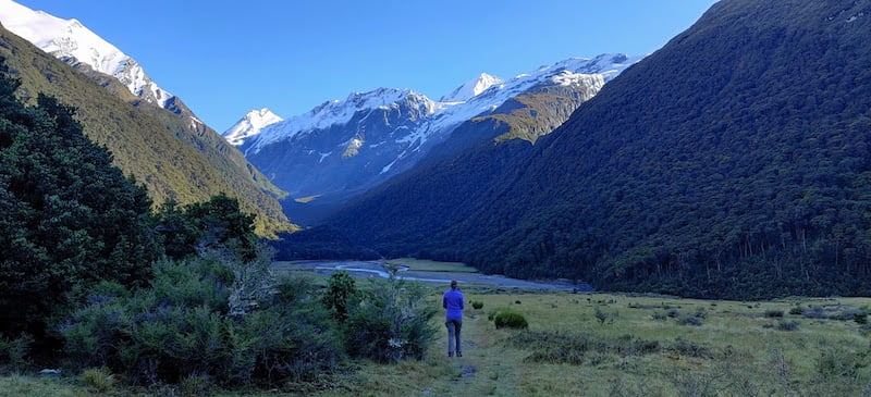 Early morning in the shade of the mountains