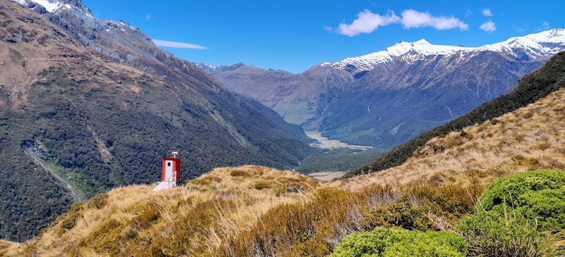 Toilet with a view, Liverpool Hut, Mt Aspiring Park, NZ